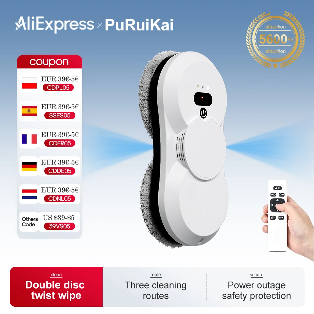 PuRuiKai robot electric automatic window cleaning Robotic vacuum cleaner, with remote control, two-way automatic spray