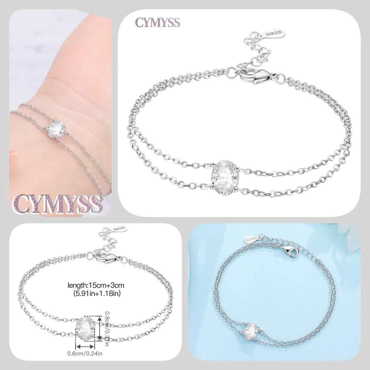 Zierliches Tennisarmband aus 925er Sterlingsilber mit Schmetterlingsanhänger und eingelegtem Zirkonia, edler Schmuck für Frauen, Hochzeits- und Geburtstagsgeschenk – Detail 35