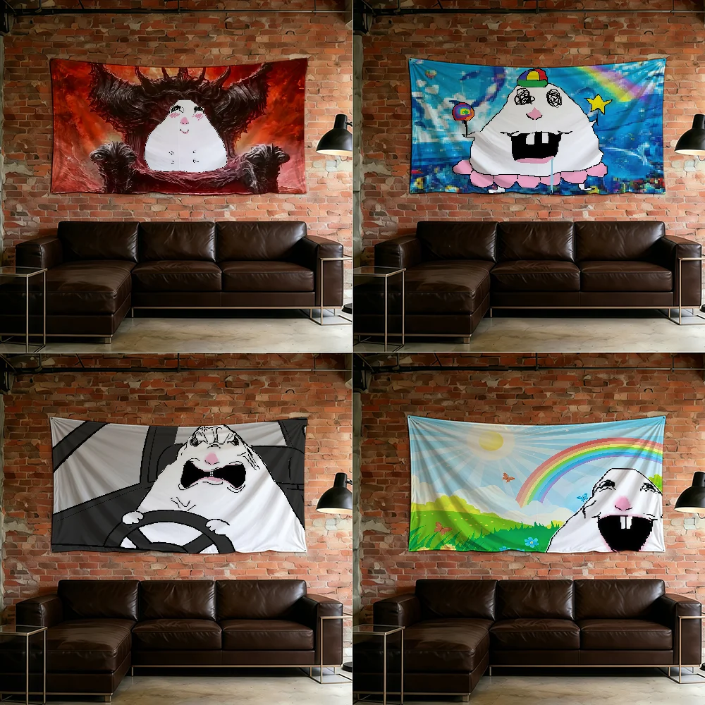 Hamster Meme Sun Shines flag For Room Dorm Camping Picnic Art Style Garage Bar wall Decoration Banner