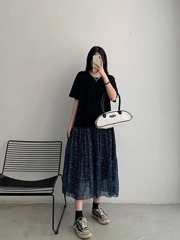 Plus Size 300 Pou Feminino Faionable Listrado A-Line Or Sve Dr Cintura Alta Verão Nova Sle T-shirt Dr