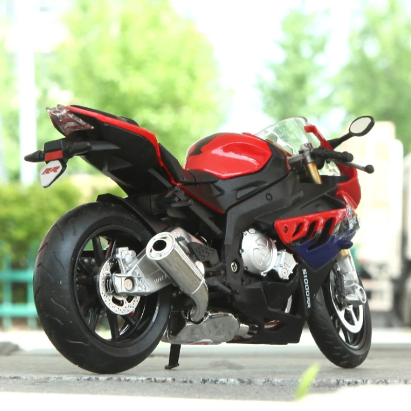 1/12 BMW-S1000RR Racing Motorcycles Simulation Alloy Motorcycle Car Model With Helmet Sound and Light Collection Toys Gift