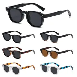 Rivet Sunglasses Vintage Striped Temples Polygonal Frame Sun Glasses Retro Driving Shades uv Protection Leopard Grey Eyewear