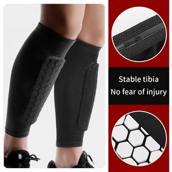 ฟุตบอล Shin Guards กีฬากลางแจ้ง Honeycomb Anti-Collision Pads ป้องกันขา Guard ถุงเท้า Shank Protector Protege Tibia ฟุตบอล
