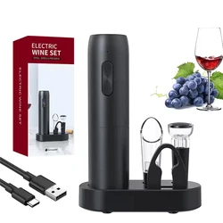 4-in-1 Electric Bottle Wine Opener Set Rechargeable Electric Automatic Corkscrew Wine Opener Set Wine Stopper, Wine Pourer