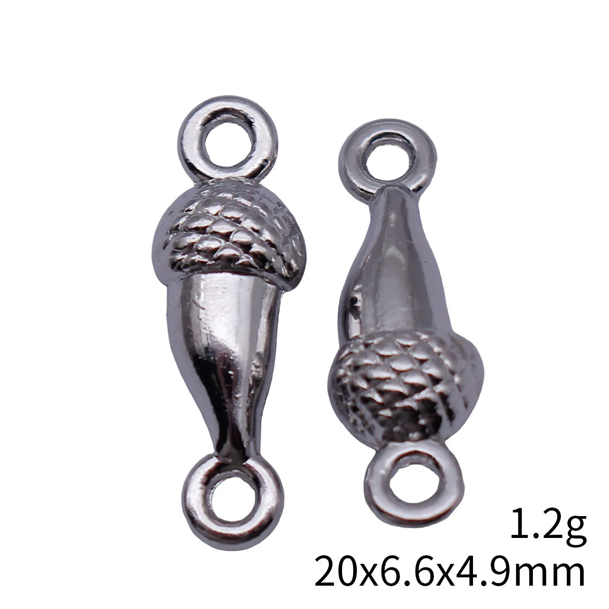 20pcs 20x6.6x4.9mm Rhodium Color Acorn Connector For Hand Crafts Making view 3