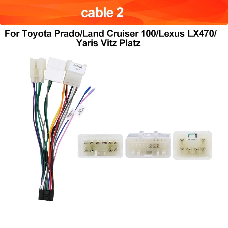 QSZN Car Radio Low-end Cables Wiring Harness  For Toyota  Prado/Land Cruiser 100/Yaris Vitz Platz/Corolla Axio Stereo Plug cable