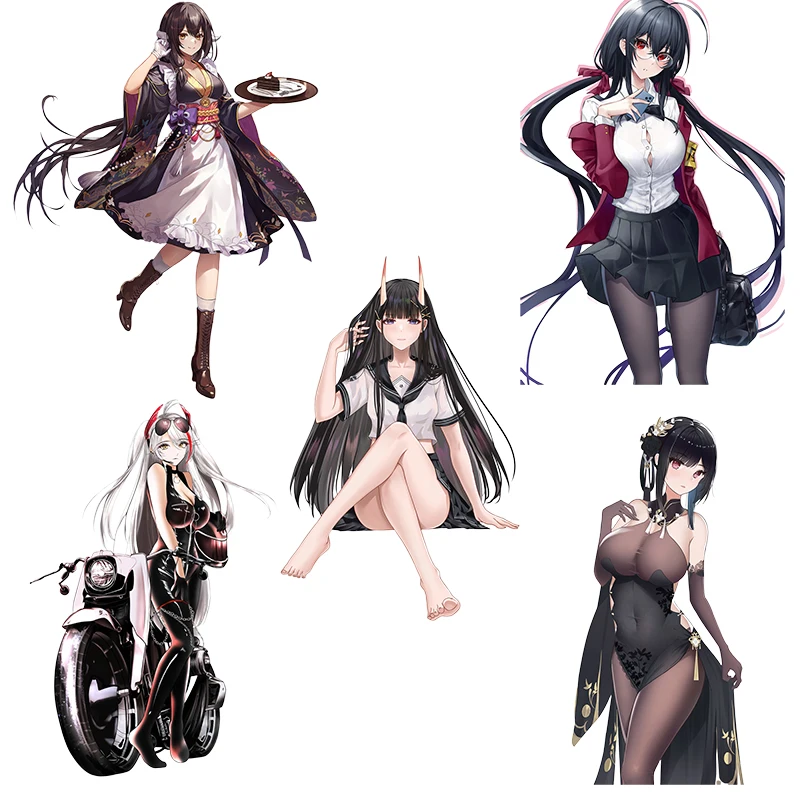 ثلاثة راتلز QCYX7 Azur Lane أنيمي فتاة سيارة ملصق الجدار ملصق ديكور المنزل الشارات