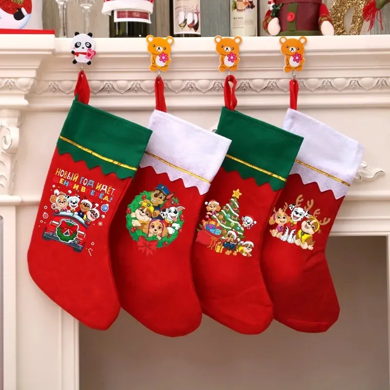 

Paw Patrols Christmas Stockings Cartoon Cute Chase Skye Socks Boys Girls Candy Storage Bag Christmas Home Decorations Kids Gift