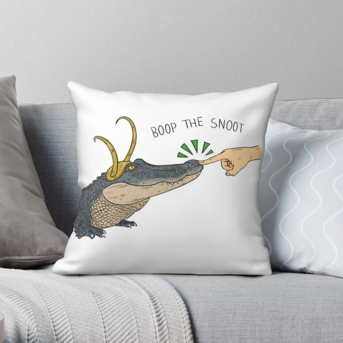 Alligator Boop The Snoot Square Pillowcase Polyester Linen Velvet Creative Zip Decorative Pillow Case Room Cushion Cover