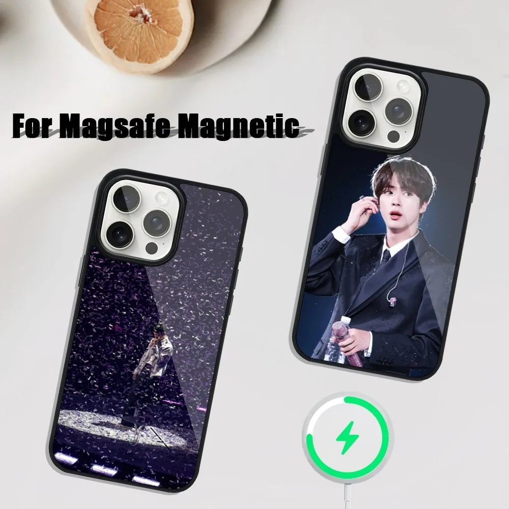 Singer Kim Seok Jin Korea Kpop Phone Case For iphone Pro 11 Max 13 12 14 Mini 15 Plus Magsafe Magnetic Wireless Charging Shell