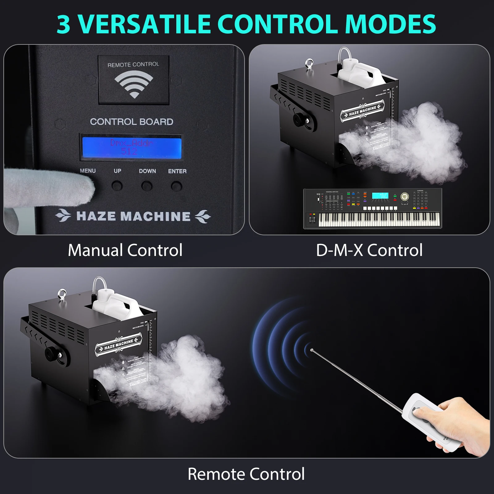 Fieryzeal 1000 واط آلة الضباب DMX التحكم عن بعد آلة الضباب المرحلة تأثير آلة لصنع الدخان ل DJ ديسكو حفلة موسيقية تأثير مبيد