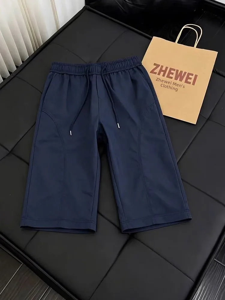 

Quick Dry Ice Silk Men's Shorts Summer Thin Four-Quarter Running Outdoor Sports Shorts Straight Leg Elastic Waist Casual Shorts