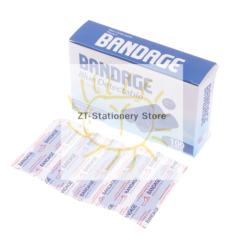 

100pcs/set Blue Detectable Plasters Band Aid Waterproof Medical Adhesive Strips Wound Dressing Patch Bandages First Aid Plasters