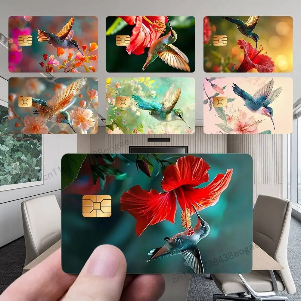 

Cute little Hummingbird Bank Credit Cards Bus Pass Stickers Cool Decoration Waterproof 4PCS Card Protective Film