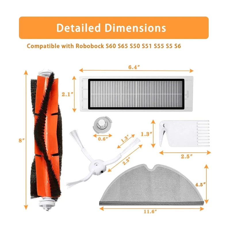 Xiaomiロボット掃除機用の交換用フィルター,ロボット掃除機用のスペアパーツ,Roborock s50,s55,s6,アクセサリー