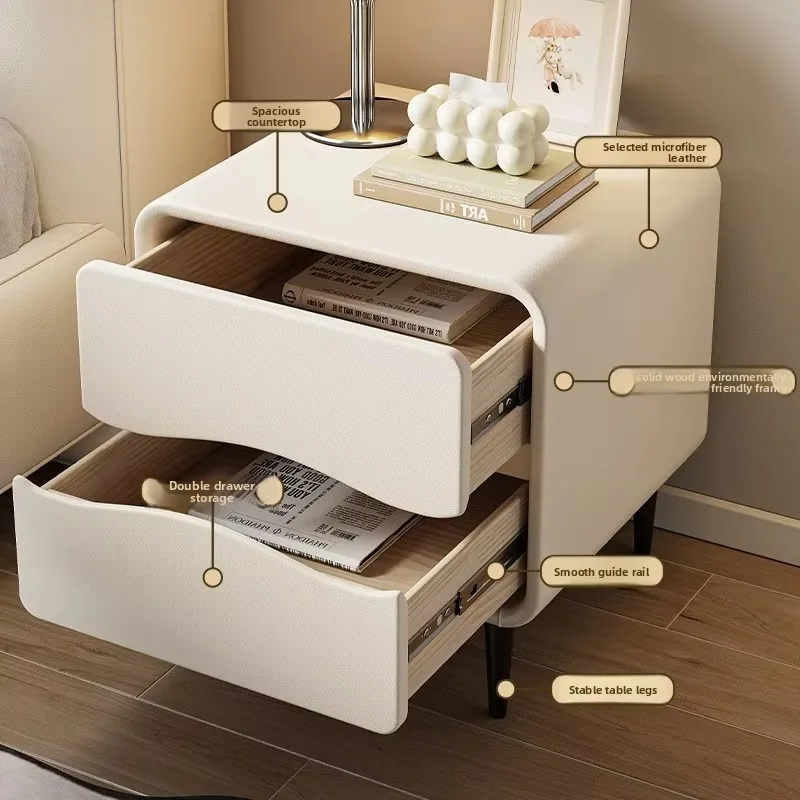 Italian-style Minimalist Luxury Bedroom Nightstand Simple Modern  Ripple-patterned Creative Design Storage Cabinet