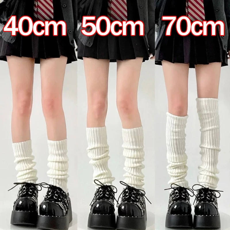 Y2K Women's Leg Warmers Japanese Lolita Long Socks Wool Knitted Foot Cover Arm Warmer Autumn Winter Crochet Heap Sock Boot Cuffs