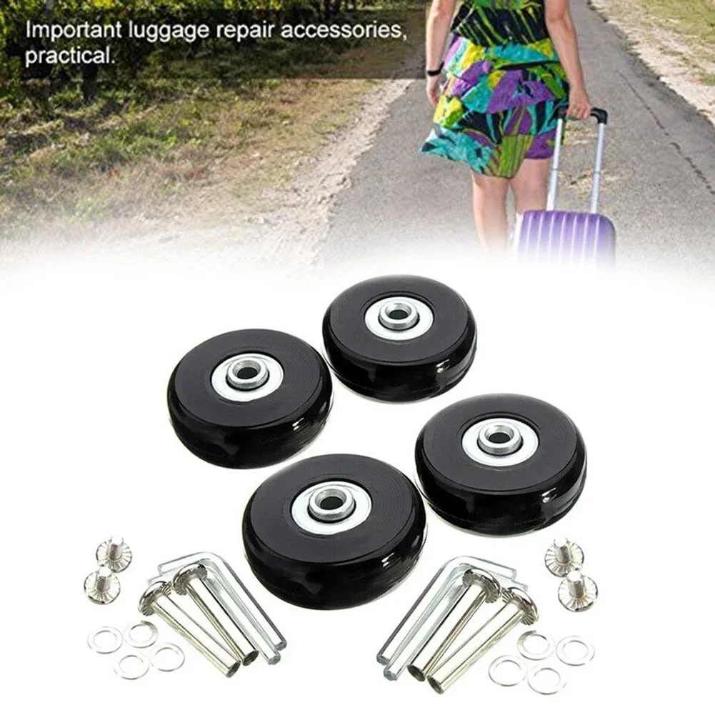 Superior Quality Rubber Wheels for Luggage Suitcase, 4 Pcs Replacement Wheels, Silent and Durable, Easy Install