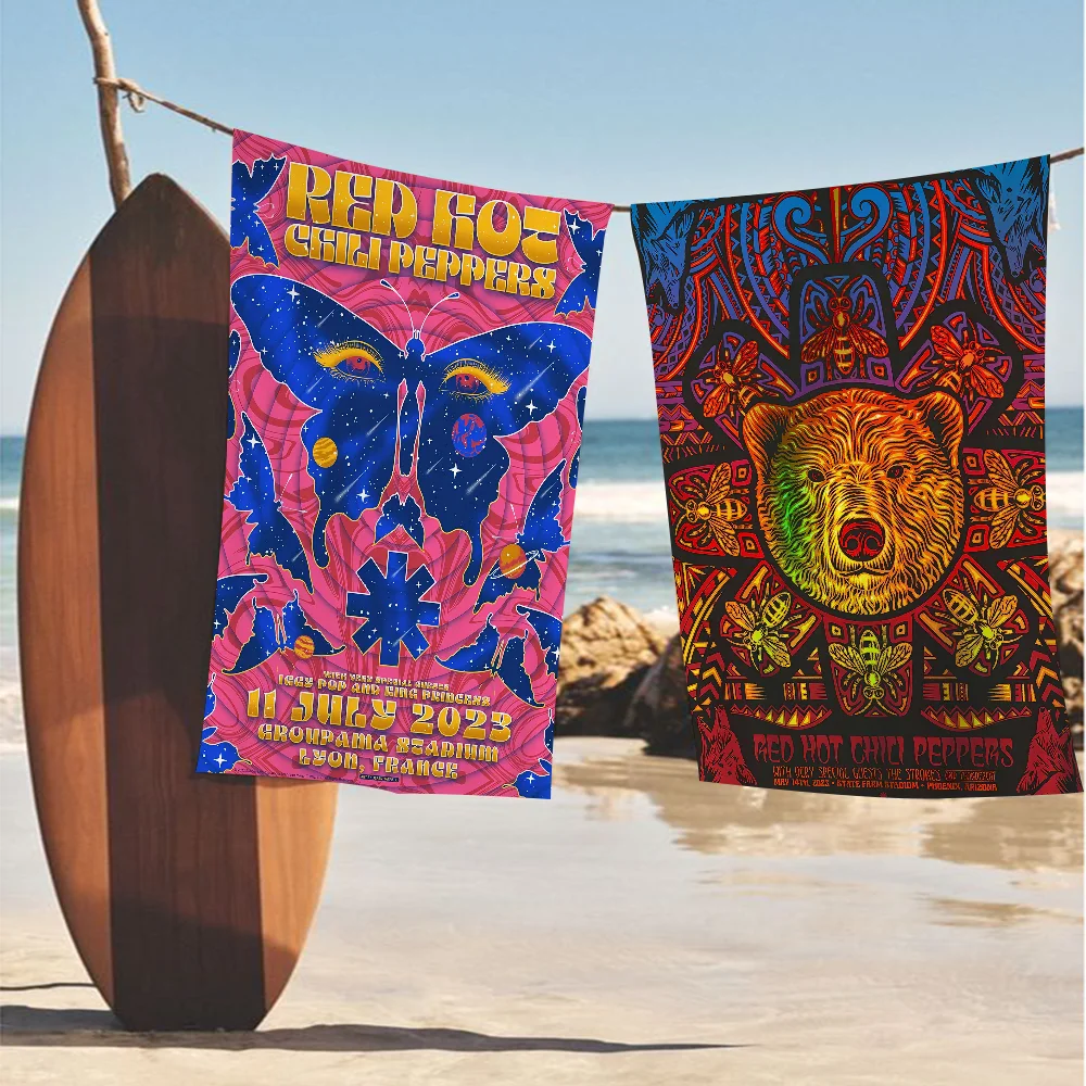 Popular Rock Band Red Hot Chili Microfiber Blanket Quick Drying Beach Printing Super Absorbent Pool Towel Blanket