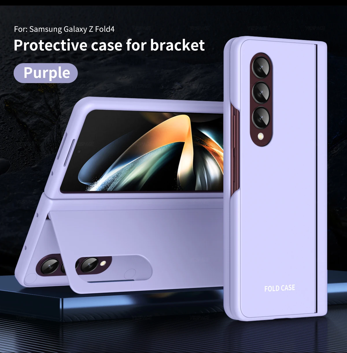 6Colors Plain Skin Stand Holder PC Case For Samsung Galaxy Z Fold 4 Fold4 Bracket Shockproof Phone Cover