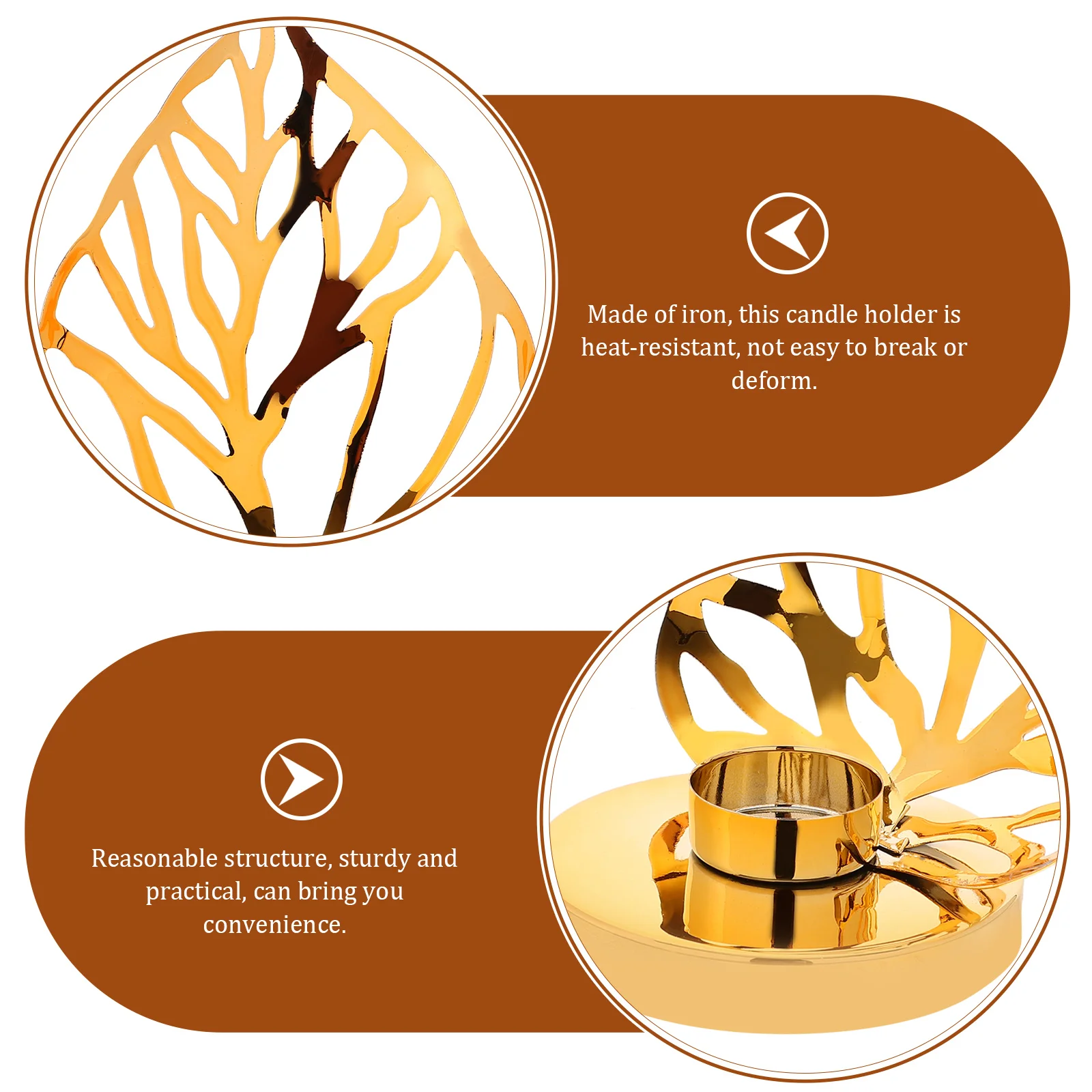 

1pc Metal Taper Holder Leaf Design Heat Resistant Tabletop Candlestick For Home Decor Dining Party Decoration