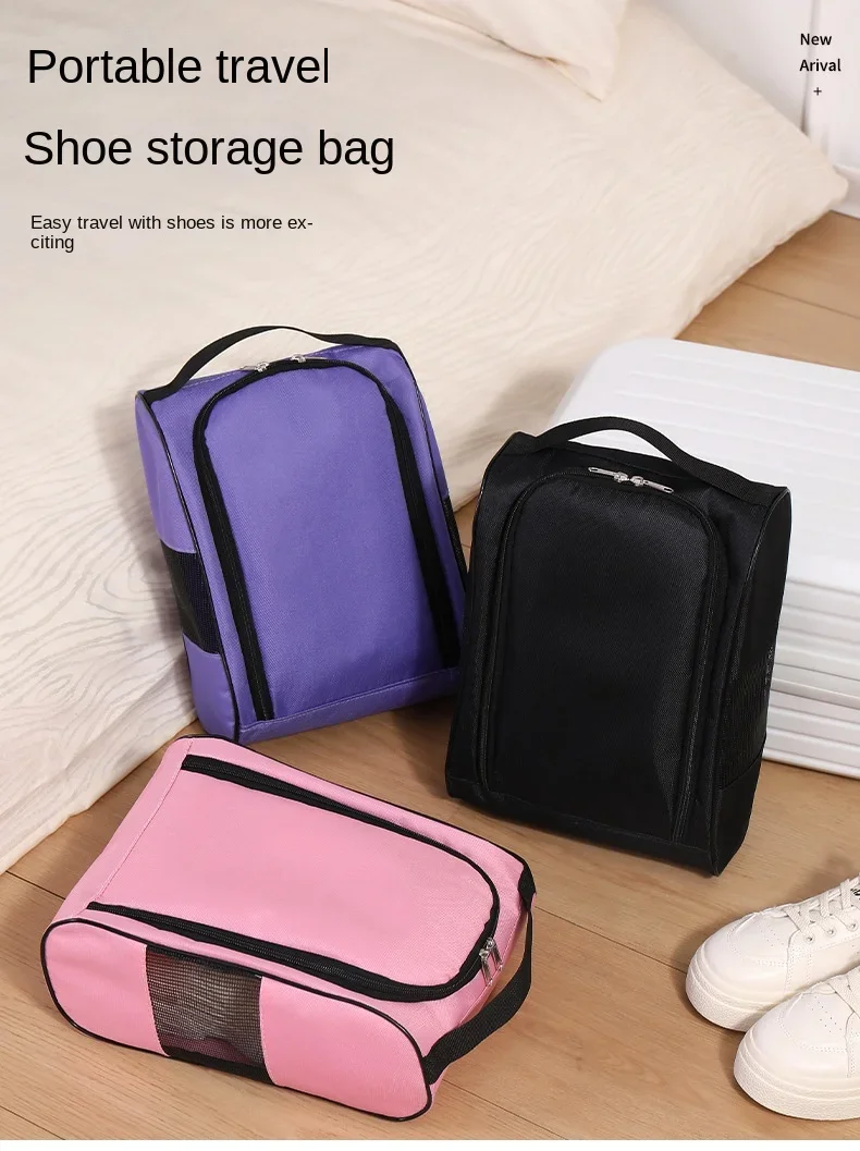 Tragbare Golfschuh-Tasche aus Oxford-Gewebe, atmungsaktive, leichte Golf-Handtasche, staubdichte Fußball- und Tennisschuh-Tasche – Detail 1