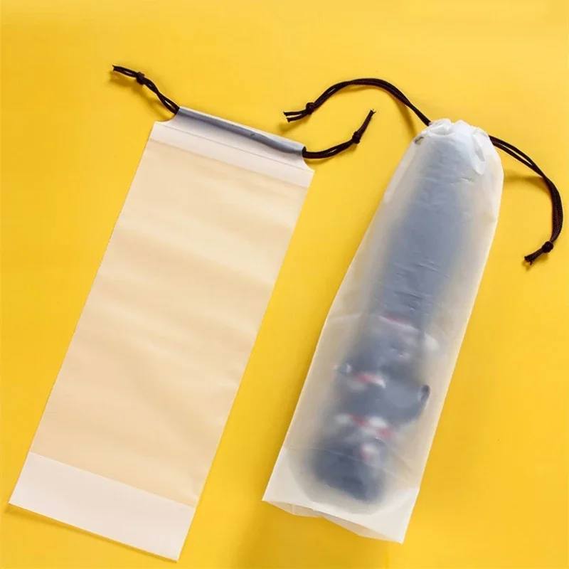 1Pc Umbrella Storage Bag Waterproof Plastic Translucent Anti-dirty Umbrella Cover Reusable Portable Drawstring Bags Home Storage