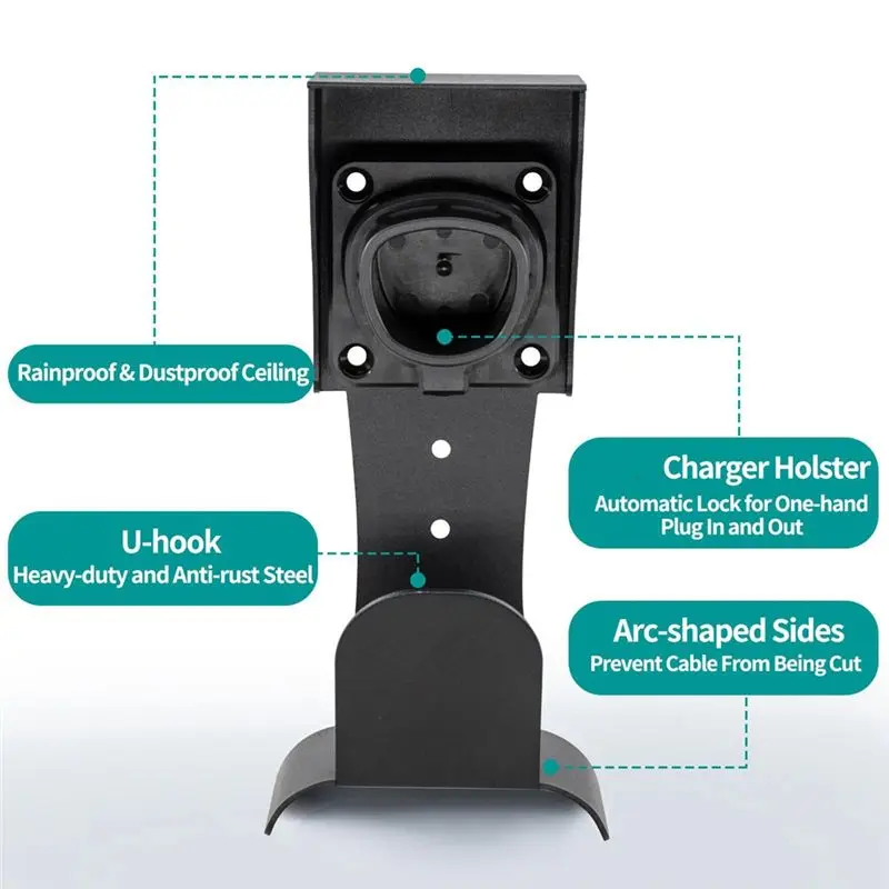 A21F-EV Holder Wall-Mount For Tesla Model Y/3/X/S With Non-Cutting Cable Holder & Secure Lock, Indoor/Outdoor