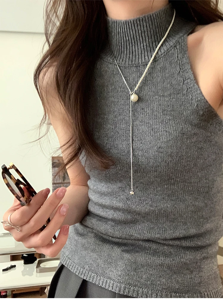 2024 neue Design Perle Ziehen Schlange Knochen Kette Lange Halskette Für Frauen Mädchen Mode Zubehör Pullover Kette Partei Schmuck – Detail 3