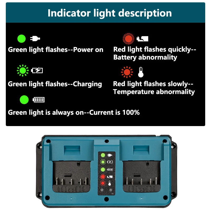 

1PCS portable dual port charger for Bosch 18V-20V lithium battery BAT609 BAT609G BAT618 90W fast charger, EU/US/AU/UK PLUG