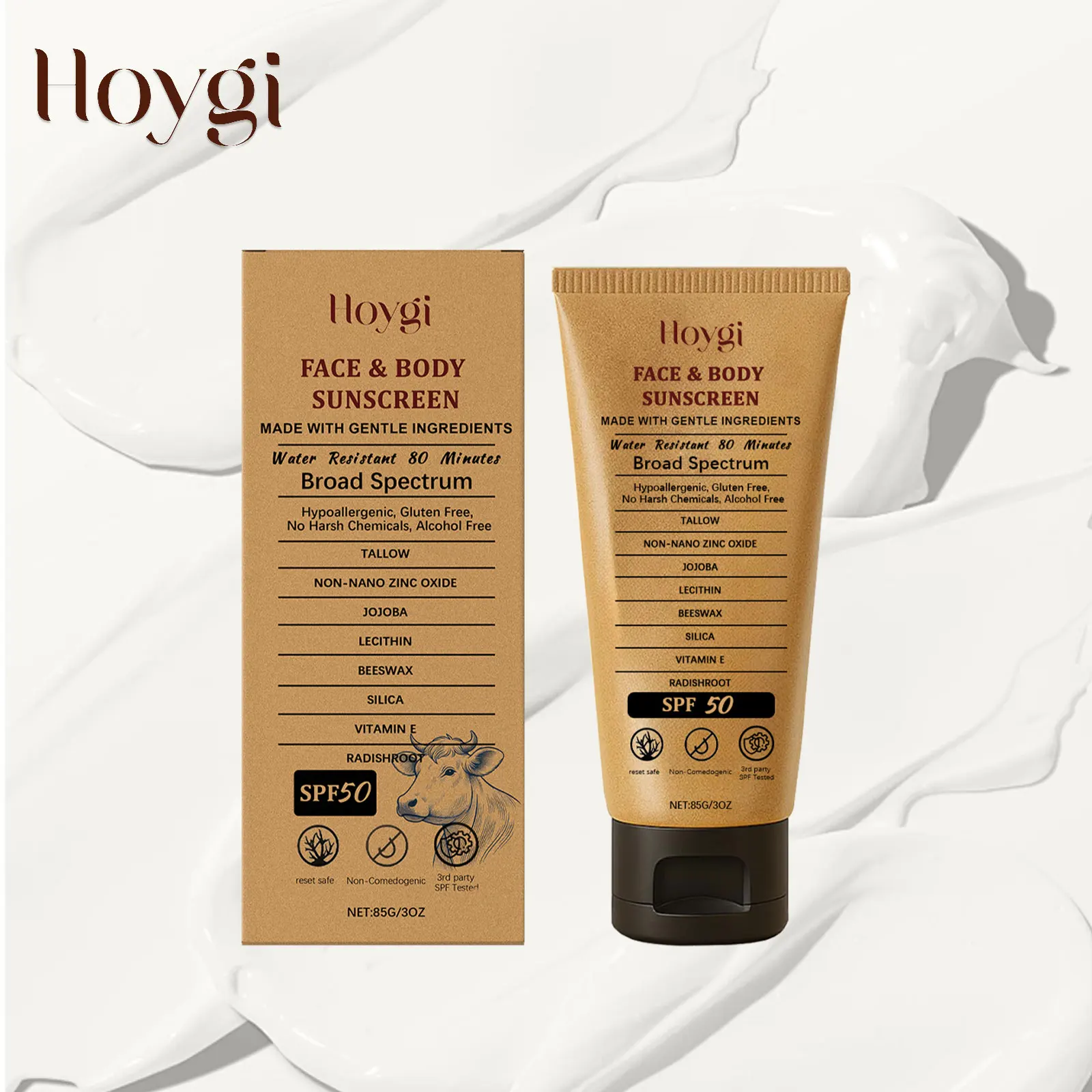 Spf 50+ Tallow Sunscreen Anti UV Oil Control Natural Sunblock Isolation Even Skin Tone Prevent Sunburn Repair Face Solar Blocker
