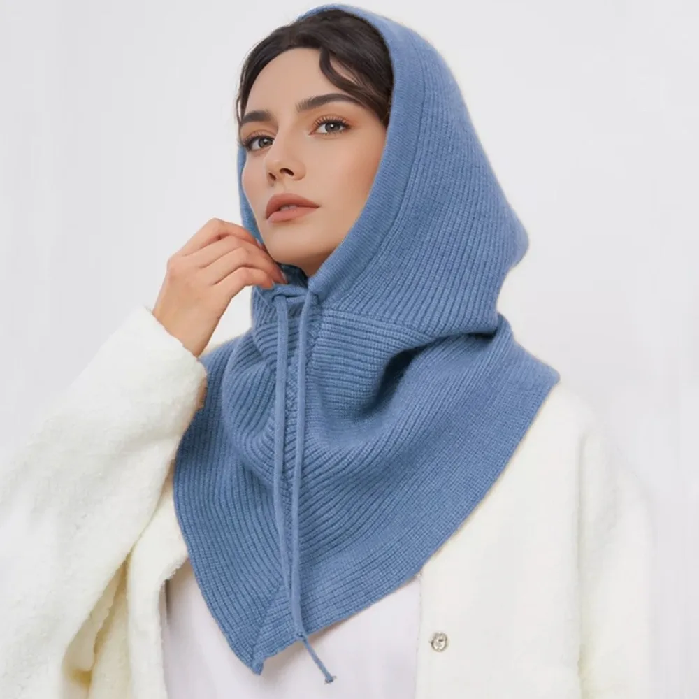 Cagoule créative de couleur unie, col épais, casquette tricotée à capuche, pull, chapeau chaud d'hiver, hiver/automne