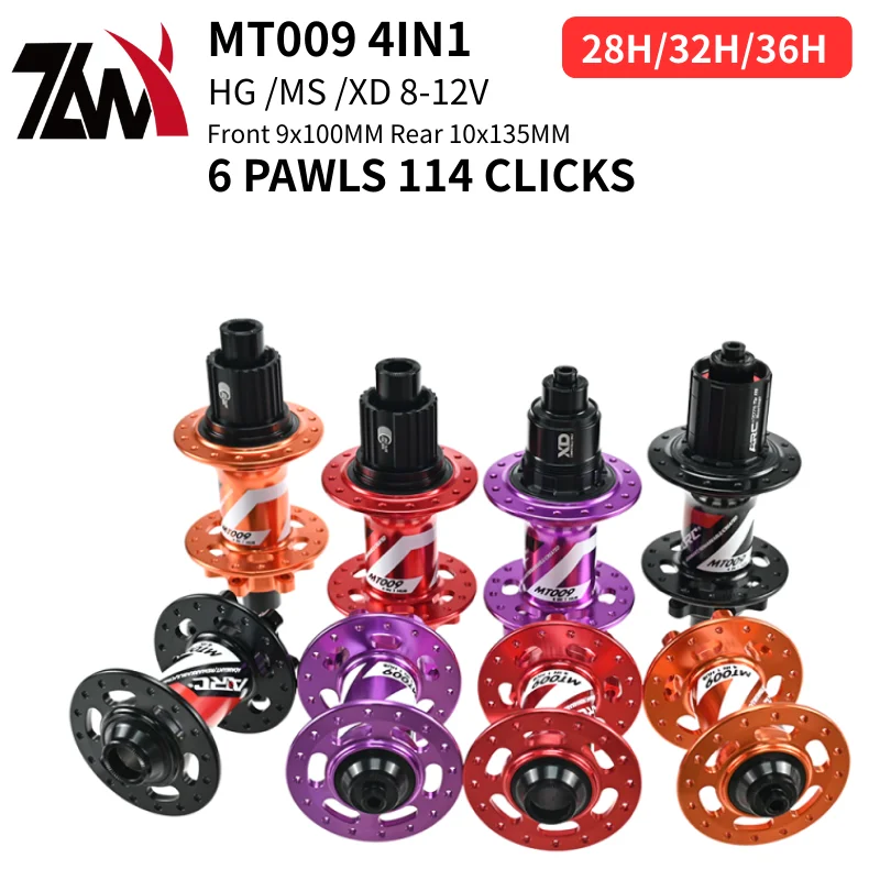 

MTB Bicycle Hubs 32 Holes 6 Pawls 114T Noise Reduction Disc Brake Bearing Hub Ultralight Aluminium Quick Release With HG MS XD