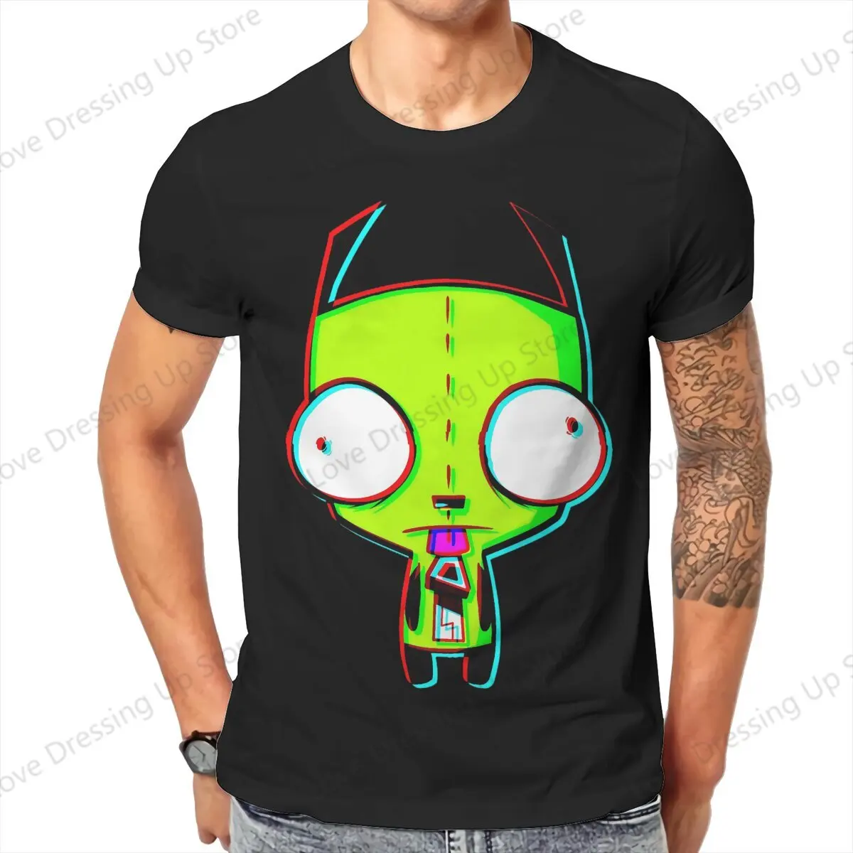 100% Cotton T-shirt Invader Zim Loose Men T Shirts GLITCH'D GIR Summer Sweat Absorption Casual Short Sleeves S-6XL