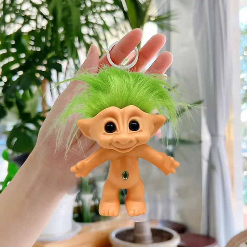 レトロな人形のキーホルダー,クレイジーな色のヘアフィギュア