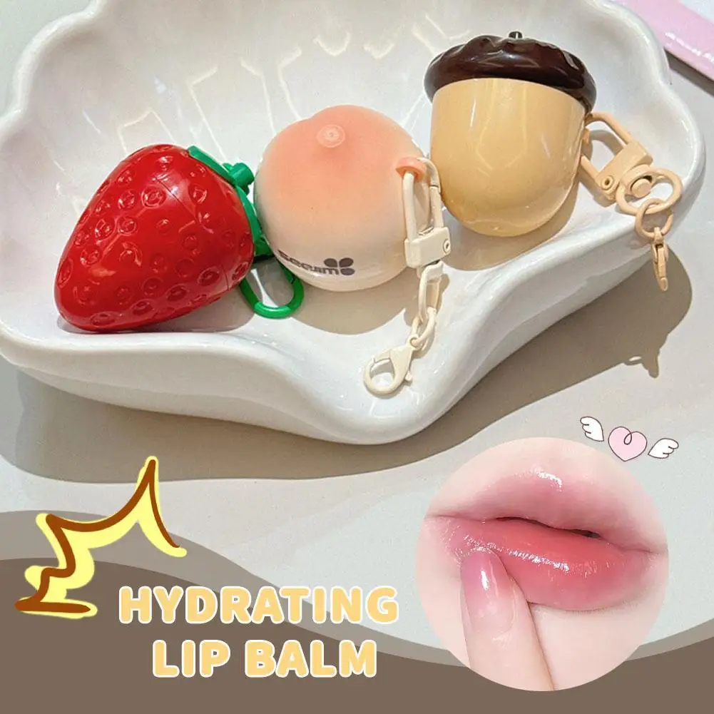 Keychain Lip Balm Long Lasting Moisturizing Lip Gloss Warm Change Lipstick Anti Cracking Fruity Lips Care Cream