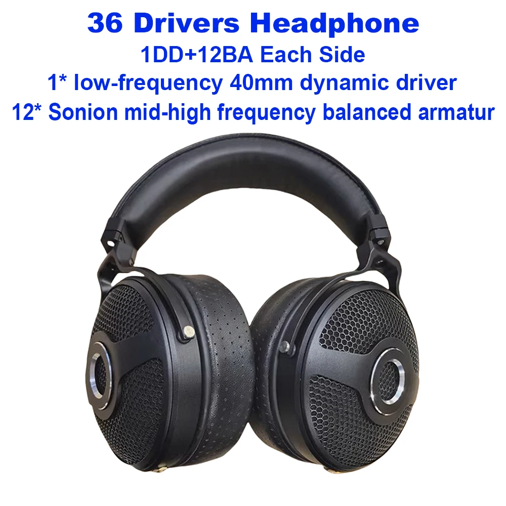 36 Drivers Over Ear Headphones Wired Hi-end Headphones HiFi 1DD+12BA Earphones Flagship Open-Back Over-Ear Headsets Audiophile
