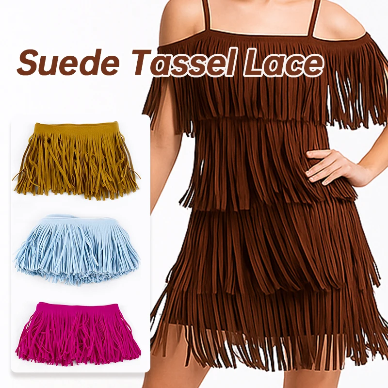 2Meters 10-30cm Suede Leather Tassels Fringe Lace Trim Curtain Dress Decorative Trimmings Stitching Fringes Tassel Accessories