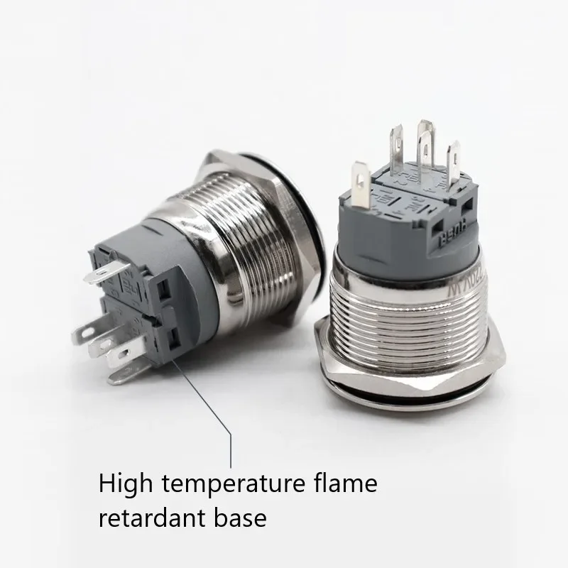 Metal pushbutton switch Self-resetting/self-locking waterproof 5 color colors Optional Ring/Power indicator LED 12/16/19/22 mm