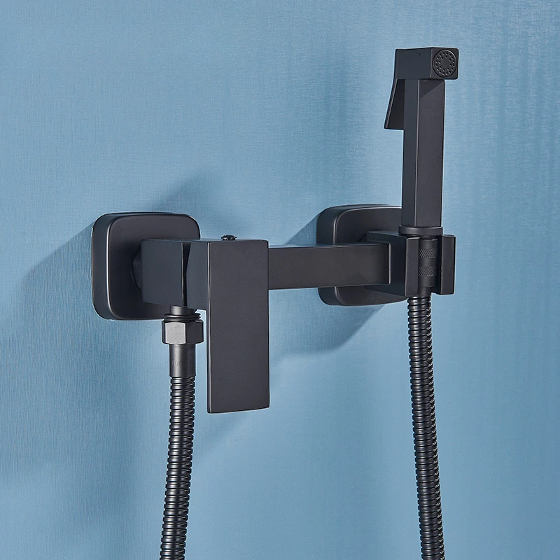 Matte Black Bidet Faucet Wall Mounted Bathroom Bidet For Toilet And Shower Cold Hot Water Mixer Bidet Toilet Washer Tap