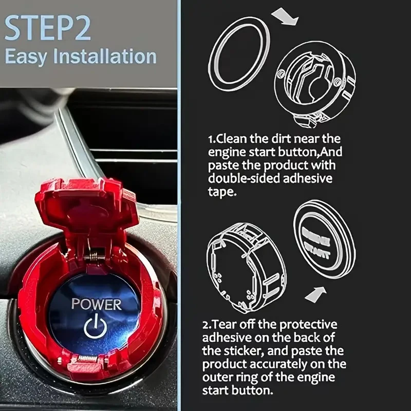 

1pc Full Metal Armor Car Motorcycle One-button Start Button Protective Cover Ignition Switch Starter Decoration Modification