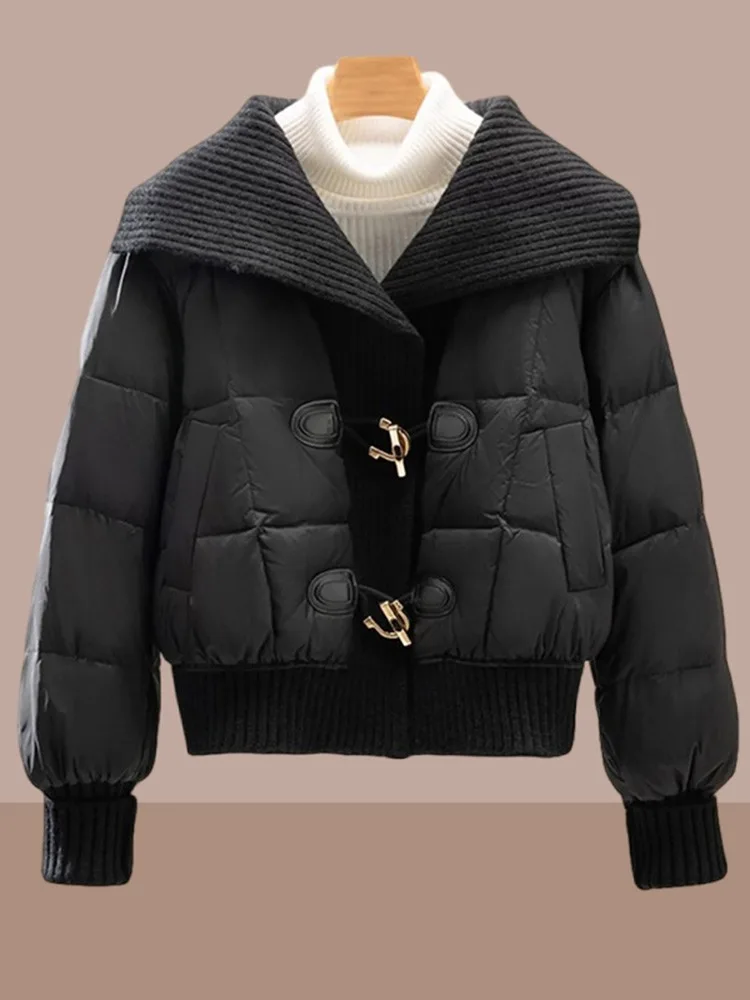 

Thiened Fce down Cotton Jaet Women's Winter Faion Design Small Size Cotton Coat Top Women Korean Sle Loose Fit