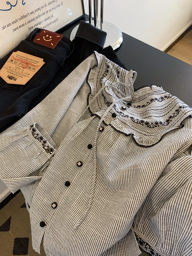 فقاعة كشكشة مطرزة عتيقة فريدة من نوعها Sve irt صيفية عصرية شريطية عقيق متعددة الاستخدامات طويلة Sve مستديرة بدون أزرار لأعلى...