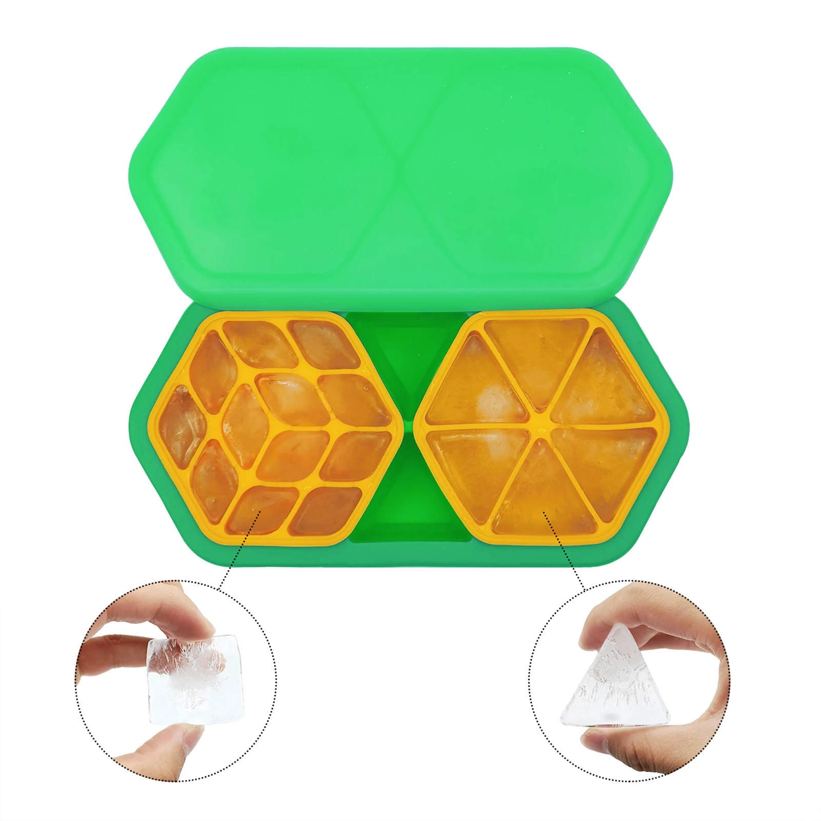 2024 new diamond square  honeycomb ice maker mold silicone ice cube tray with lid reusable ice cube tray