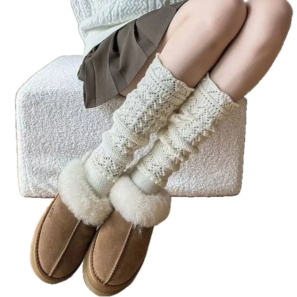 

New Knitted Hollow Calf Socks Warmth Harajuku Street Stacked Long Tube Socks Casual Breathable Mid Tube Socks Women Girls