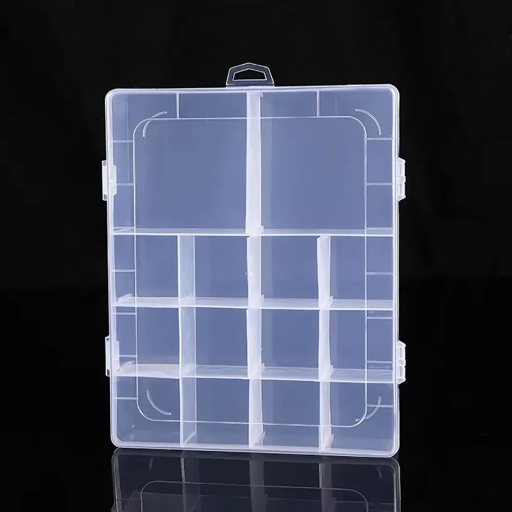 1Pcs Transparent Plastic Storage Box Adjustable Jewelry Button Hardware Tool Storage Container Box 14 Grids Display Case