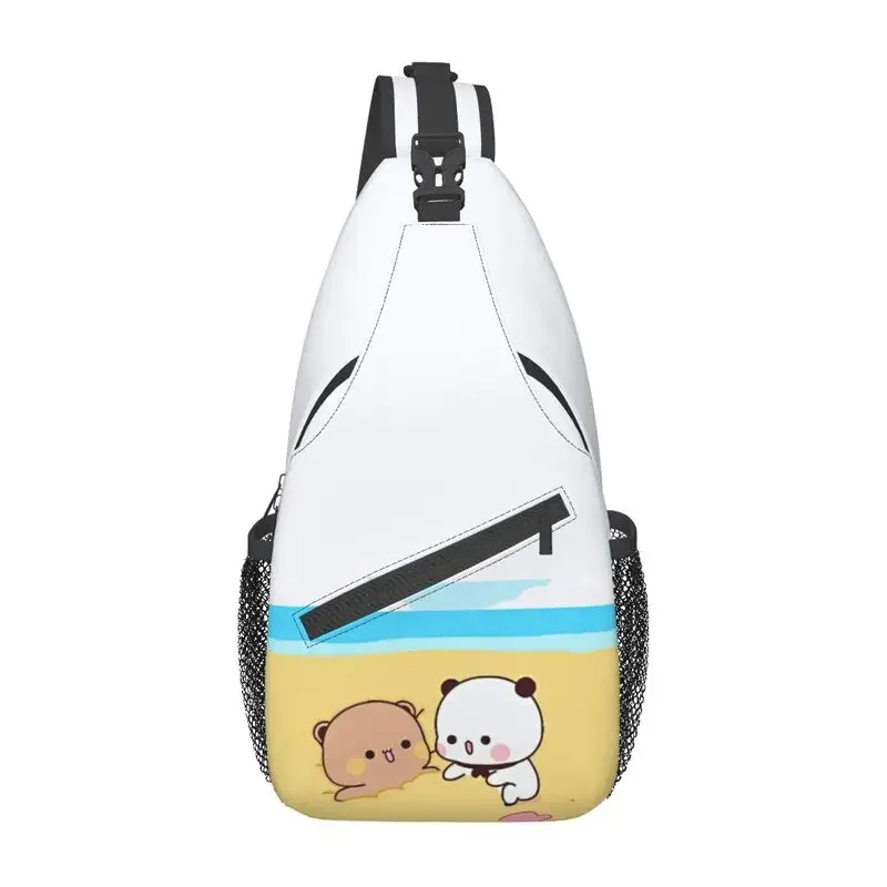 Cartoon Peach And Goma Mochi Cat Crossbody Sling Backpack Men Custom Chest Shoulder Bag for Traveling Daypack