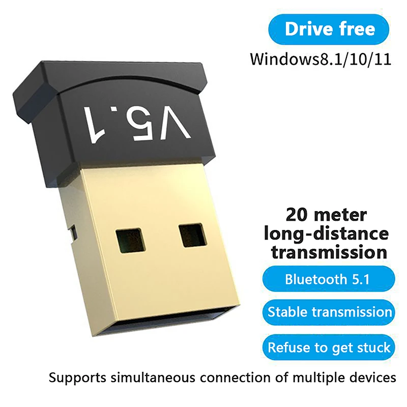 

USB Bluetooth 5.1 Adapter Transmitter Receiver Bluetooth Audio Bluetooth Dongle Wireless USB Adapter