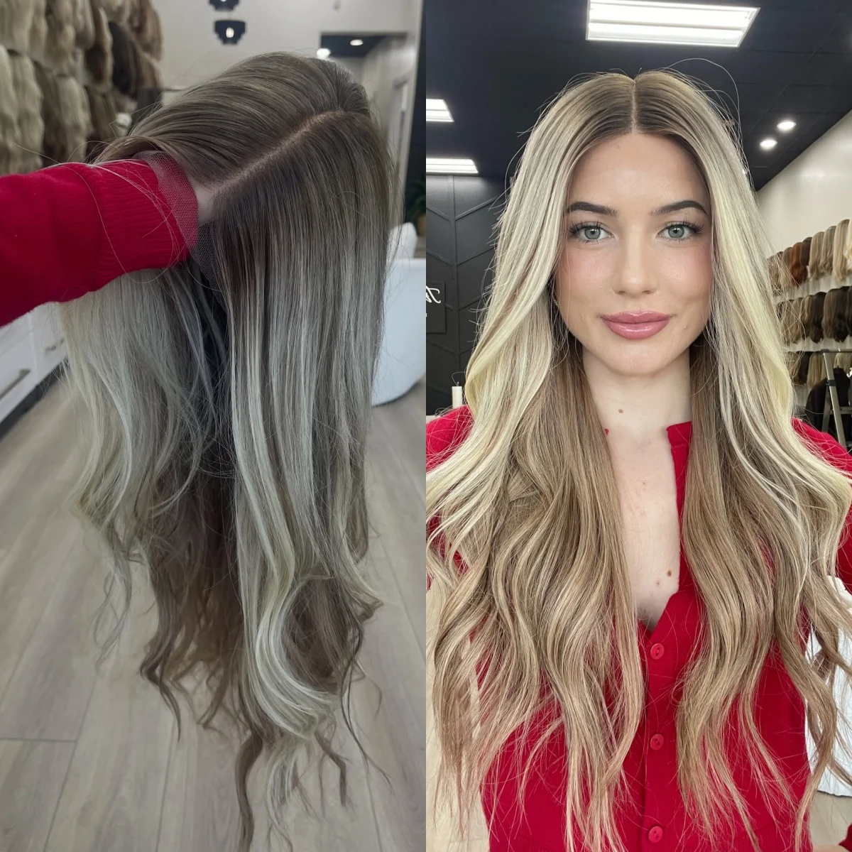 

26-дюймовый высококачественный синтетический парик спереди, Ombre, золотисто-русый мелированный парик с темными корнями, длинный волнистый парик, костюм для женщин