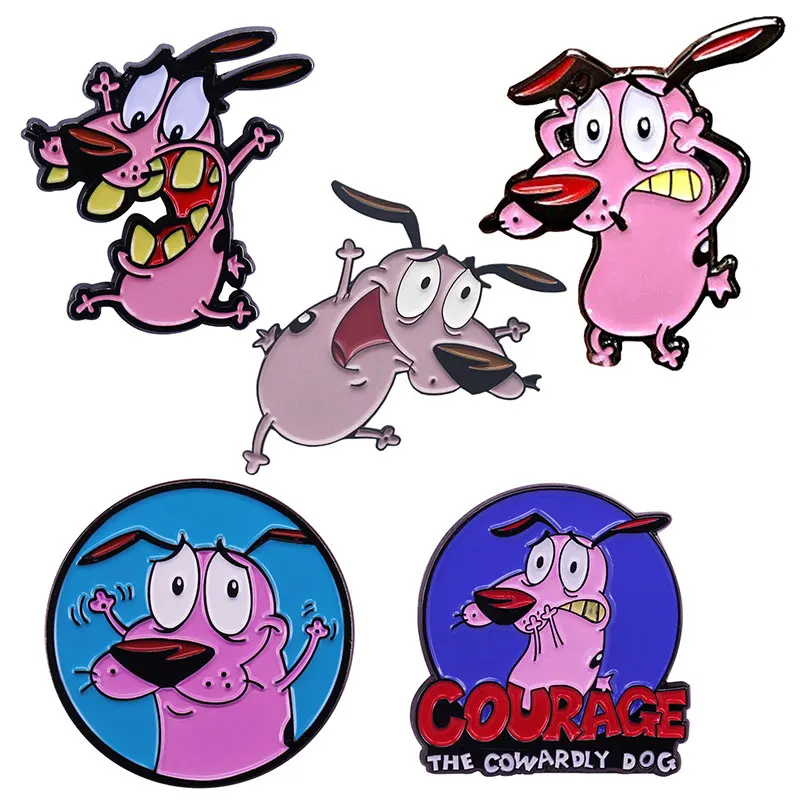 Courage X Cowardly Dog Enamel Pin Lapel Pin for Clothes Brooches on Backpack Briefcase Badge Jewelry Decoration Gifts for Friend